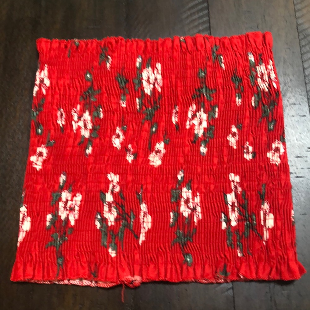 Red floral tube top